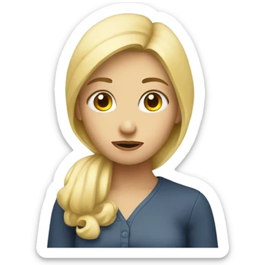 Blonde girl with a question mark and thinking sticker