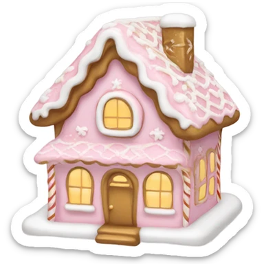 light pink and gold and white gingerbread house sticker