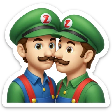 Mario and Luigi kiss sticker