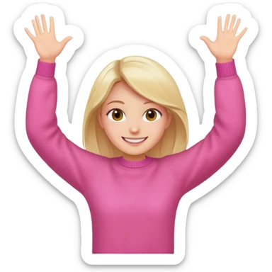 girl in pink sweater spreads her arms. Emoji I don't know sticker