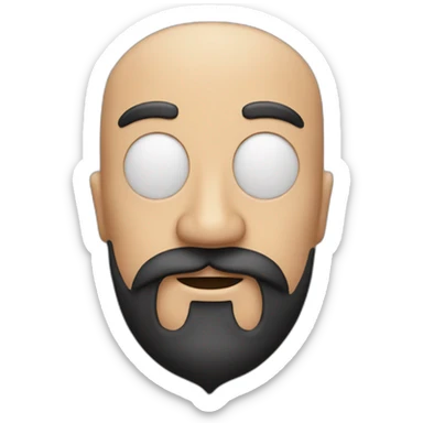 a bald smiley man with moustache and long black beard sticker