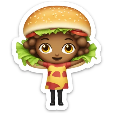 girl being in a hamburger costume sticker