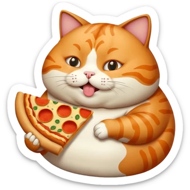 Fat cat eating pizza sticker