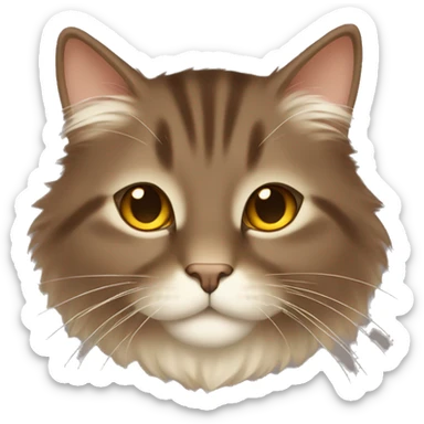 A super fluffy medium brown cat with gold eyes and light beige chin sticker