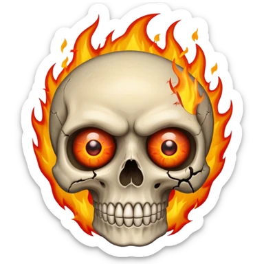 Skull eyes on fire sticker