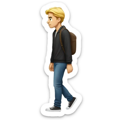 whilte young man walking away looking sad sticker