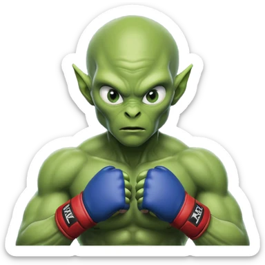 alien MMA fighter portrait, head and shoulders only, green skin, MMA gloves, focused intense expression, muscular alien build, 3D cartoon, mobile game icon style, clean background, no text, no watermark
 sticker