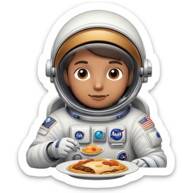 Astronaut having meal sticker