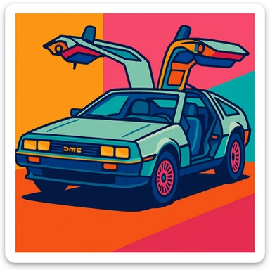 DeLorean car from the 80's sticker
