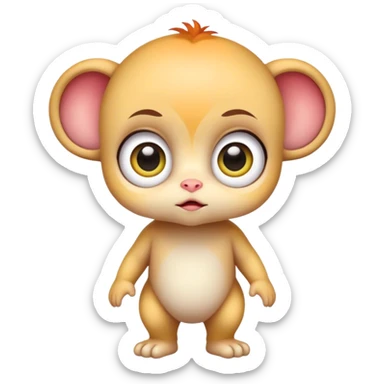 Adorable colorful baby edgy animal-hybrid full body, big Eyes sticker