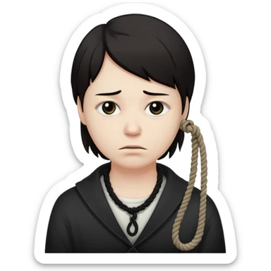 😔 with noose around neck sticker
