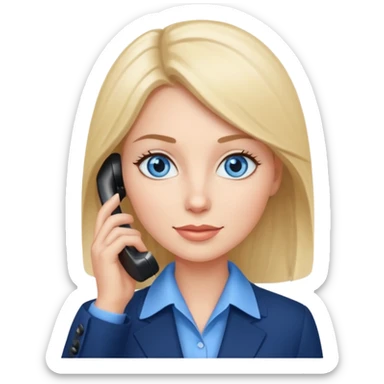 business woman with blue eyes talking on the mobile phone sticker