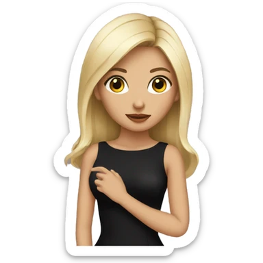 a black dress and a pokerface sticker