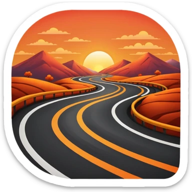 road with sunset sticker