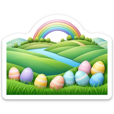  pastel rainbow easter land landscape  sticker