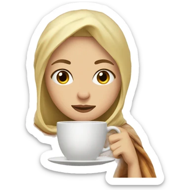 Blonde girl wrapped in blanket sipping tea sticker