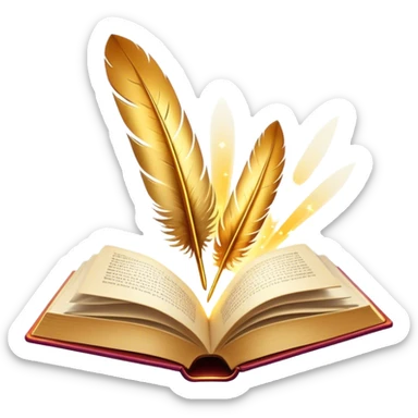 Un libro con un aura de colores vibrantes, con destellos dorados flotando a su alrededor, una pluma mágica o un rayo de luz atravesándolo, simbolizando la explosión de creatividad sin miedo. 🌟🎨✨ sticker
