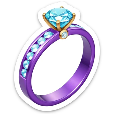 glitter purple and cian marry ring sticker