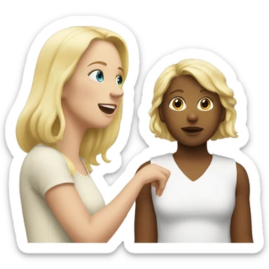 blonde women talking with blonde child  sticker