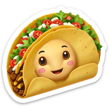 taco with white wings and question marks on the sides sticker