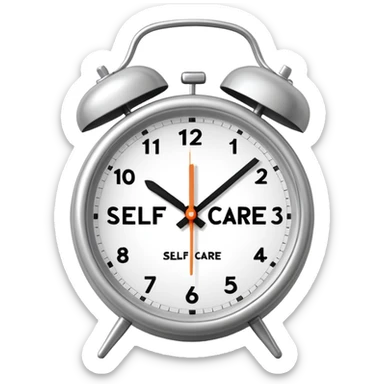 Alarm clock that says self care sticker