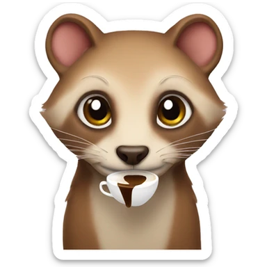 weasel drinking coffee sticker