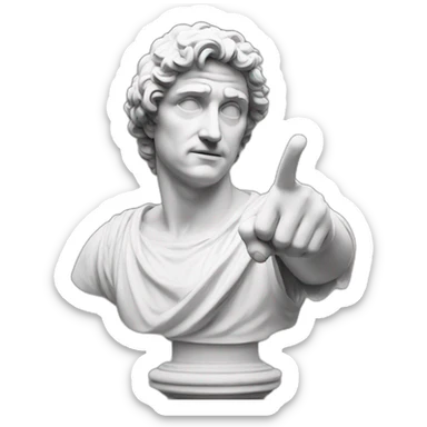 Italian statue with finger pointing down sticker