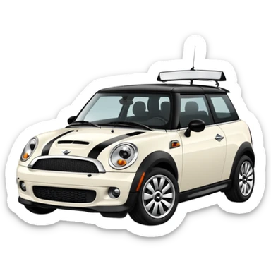 Mini cooper blanco con techo negro sticker