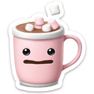Light Pink mug of hot chocolate with marshmallows  sticker