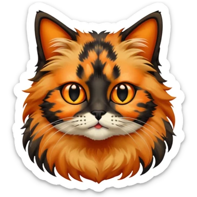 long hair tortoiseshell cat with a black face sticker