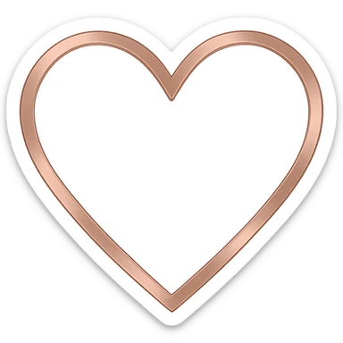 heart with a metallic rose gold border, clean digital illustration sticker