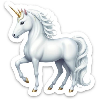 cinematic-beautiful-white-unicorn-emoji,-poised-and-regal,-with-a-slender,-ethereal-form-draped-in-a-pristine-white-color,-a-flowing-mane-and-tail,-and-a-glistening,-spiraled-horn-that-radiates-pure-light,-simplified-yet-sharp-and-majestic sticker