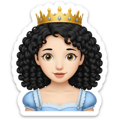 Princesa banca con el pelo rizado y el pelo negro con brackets sticker