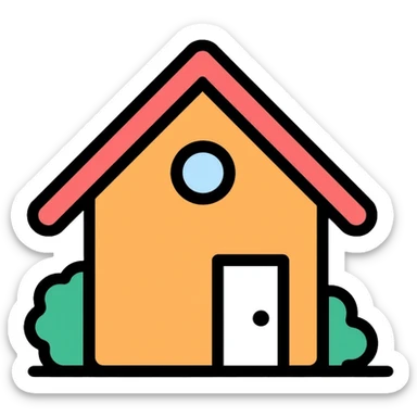 simple home house with roof and door sticker