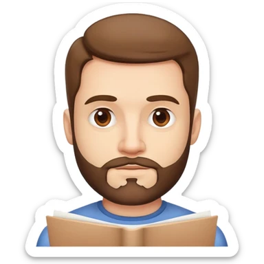 prof avec un peu de barbe gros menton qui montre une liste sticker