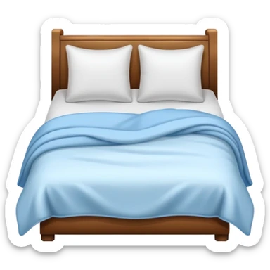 A comfortable bed with pillows and blanket sticker