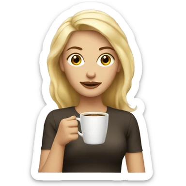 Blonde woman with coffee sticker