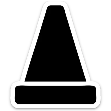 black filled icon of an orange pylon with a square bottom, straight-on view, no perspective, no face or accessories, no bands or stripes sticker