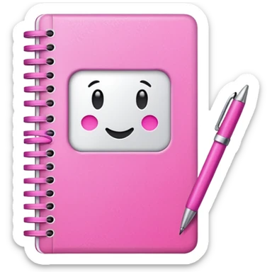 make a notebook with a pen with very girly pink tones. sticker