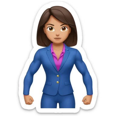 Brunette girl showing muscles in a pantsuit sticker