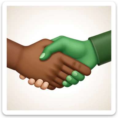 Brown hand and green hand handshake sticker