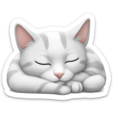 sleeping grey white cat sticker