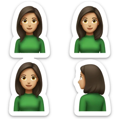 Brunette girl with green turtleneck shirt  sticker