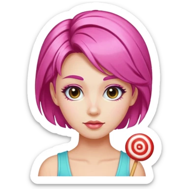 v-line face, candy hair style, slim and small woman emoji sticker
