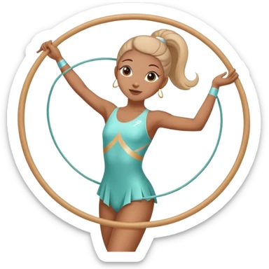 A rhytmic gymnastic gymnast Who is doing an enjambé with a hoop in her hands sticker