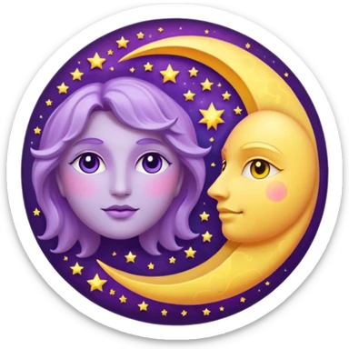 lilac sun and moon sticker
