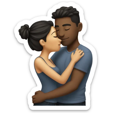guy kissing his girlfriend sticker
