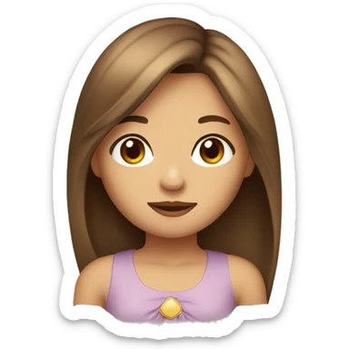 girl with a brown long hair with curtian bangs and brown  eyes sticker