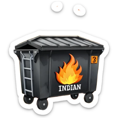 Flaming dumpster fire with the words "Indian government" on the dumpster. No typo. sticker