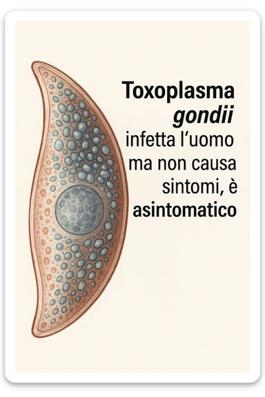 Toxoplasma gondii, infetta uomo ma non ha sintomi ed è asintomatico, tutto in italiano scritto sticker
